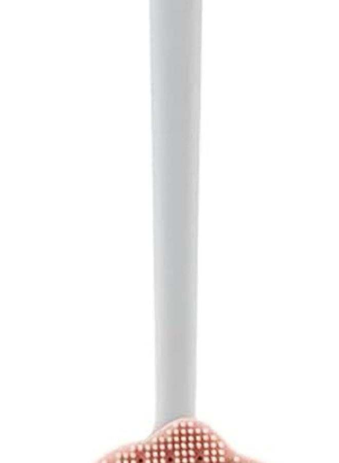Pink Long Handle Silicone Shower Brush For Back Body Scrubbing Soft Bristles Wet Dry Skin Care - Image 1
